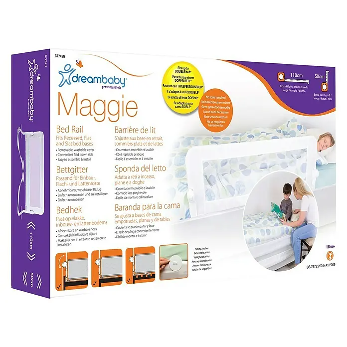 Dreambaby Bettgitter Bett Maggie - Weiß - Dream Baby Maggie Bettgitter für Flach- und Lattenroste, abnehmbar, waschbar, einfache Montage.