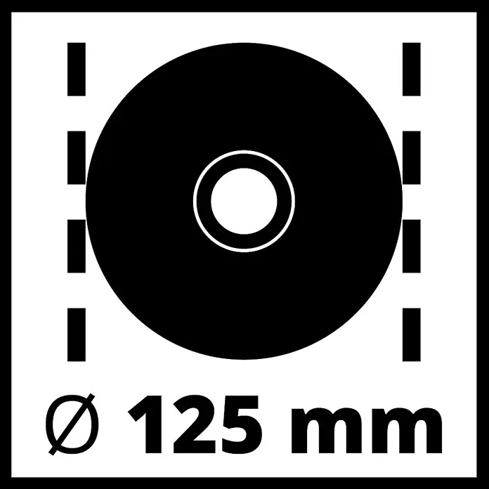 Einhell Expert Elektro-Winkelschleifer TE-AG 125/750 - Durchmesser Scheibe: 125 mm, Leerlaufdrehzahl: 12.000 U/min - Abbildung einer Schleifscheibe mit einem Durchmesser von 125 mm für professionelle Anwendungen.