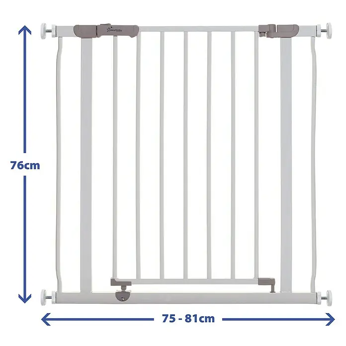 Dreambaby Türschutzgitter Ava - Höhe: 76 cm, Weiß - Dreambaby Türschutzgitter mit den Maßen 76 cm Höhe und 75-81 cm Breite, ideal für Treppen und Durchgänge.