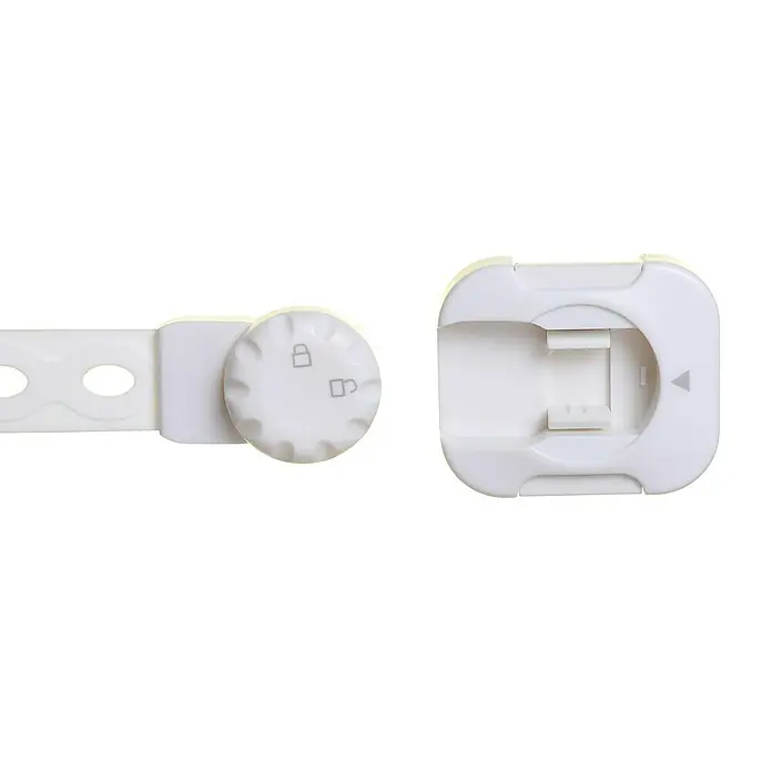 Dreambaby Multifunktionsverschluss Twist n Lock - Kleben, 2 Stk. - Weißer Schranksicherung, einstellbar mit Drehknopf und Verankerung, für erhöhte Sicherheit im Haushalt.