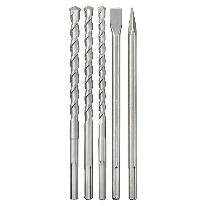 Einhell Bohr- & Meißel-Set - 5 -tlg., SDS Max - Bohrer-Set für SDS-Plus-Bohrmaschinen, ideal zum Bohren in Beton und Mauerwerk, mit Meißelaufsätzen für Abbrucharbeiten.