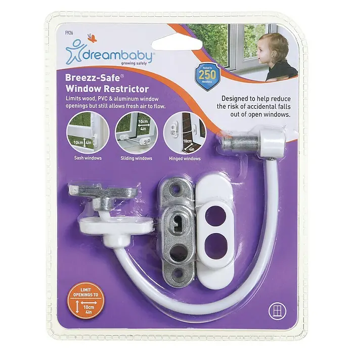 Dreambaby Fenstersicherung BREEZZ-Safe - Weiß - Breezz-Safe Fensterbegrenzer von Dreambaby, für mehr Sicherheit. Verhindert versehentliche Stürze aus offenen Fenstern.