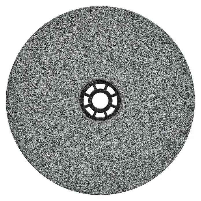 Einhell Schleifscheibe - Durchmesser: 150 mm, Körnung: 36, Stärke: 16 mm, Durchmesser Bohrung: 32 mm - Graue Schleifscheibe mit zentralem Lochmuster, ideal zum Glätten und Formen von Materialien in Werkstätten und Handwerksbetrieben.