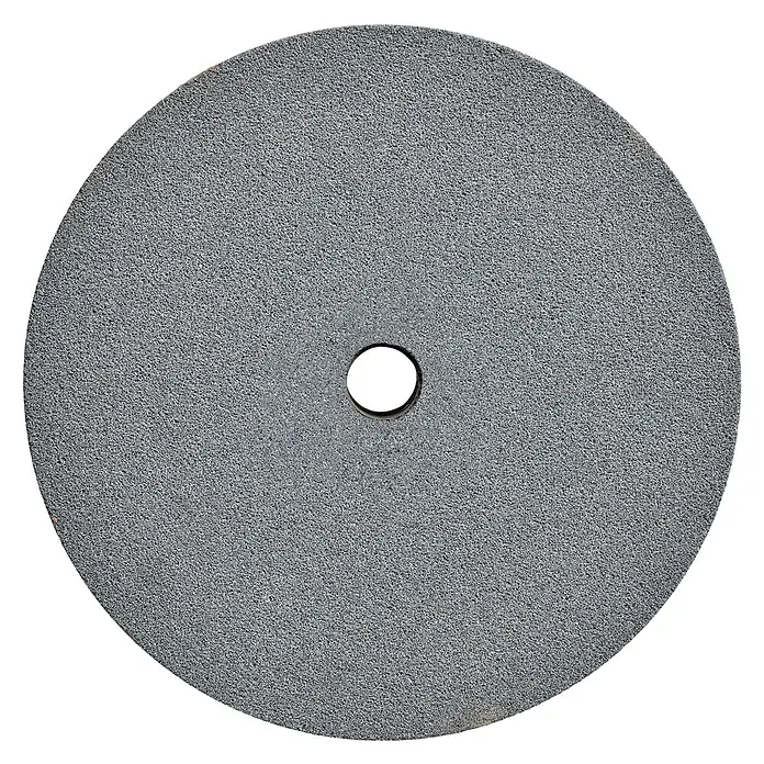 Einhell Schleifscheibe - Durchmesser: 175 mm, Körnung: 200, Durchmesser Bohrung: 20 mm - Nahaufnahme einer Schleifscheibe mit zentralem Loch, ideal für Metallbearbeitung und Schleifarbeiten.