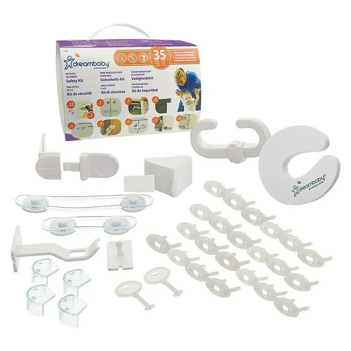 Dreambaby Kindersicherheits-Set 35 -tlg. - Weiß - Dreambaby Sicherheits-Kit: Umfassendes Set für Kindersicherheit im Haus, inklusive Schranksicherungen, Kantenschutz und Türstopper für erhöhte Sicherheit.