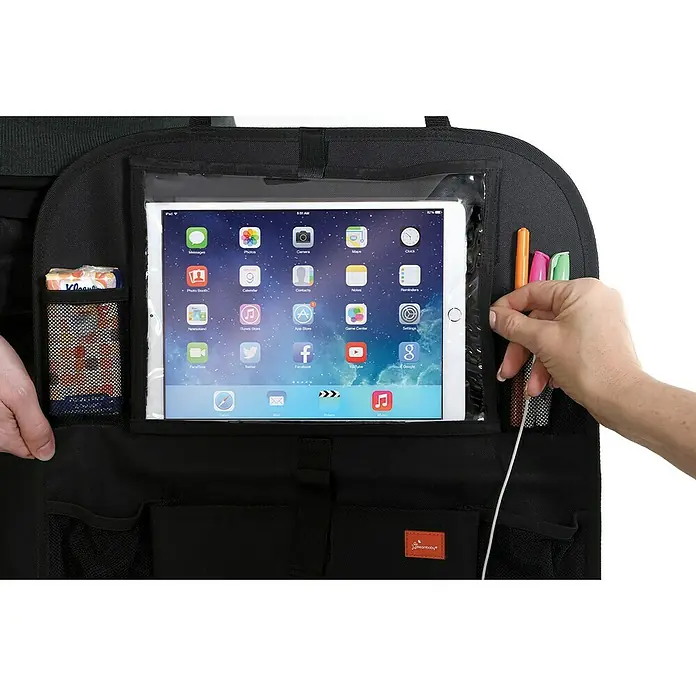 Dreambaby Autositz-Organizer Autorücksitz - Schwarz - Multifunktionaler Autositz-Organizer mit Tablet-Halterung, Stifthalter und Taschentuchfach für Ordnung unterwegs.