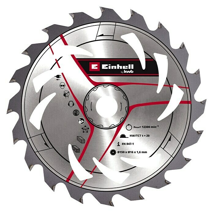 Einhell Kreissägeblatt150 mm, Bohrung: 16 mm, 20 Zähne Top View