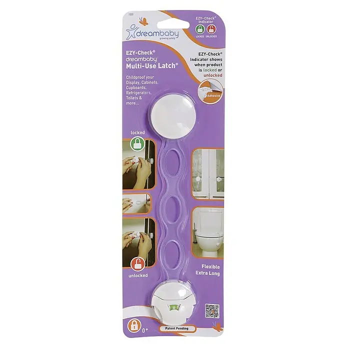 Dreambaby Multifunktionsverschluss EZY-Check - Farbe: Weiß - Das Dreambaby EZY-Check Multi-Use Latch® ist ein vielseitiger Schutz für Schränke, Schubladen und mehr. Die Anzeige zeigt, ob er verriegelt ist.