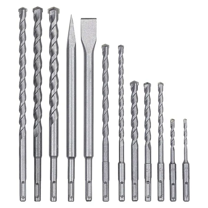 Einhell Bohr- & Meißel-Set - SDS Plus, 12 -tlg. - Set mit verschiedenen SDS-Plus-Bohrern und Meißeln für Hammerbohrmaschinen, ideal für Stein-, Beton- und Mauerwerksarbeiten.