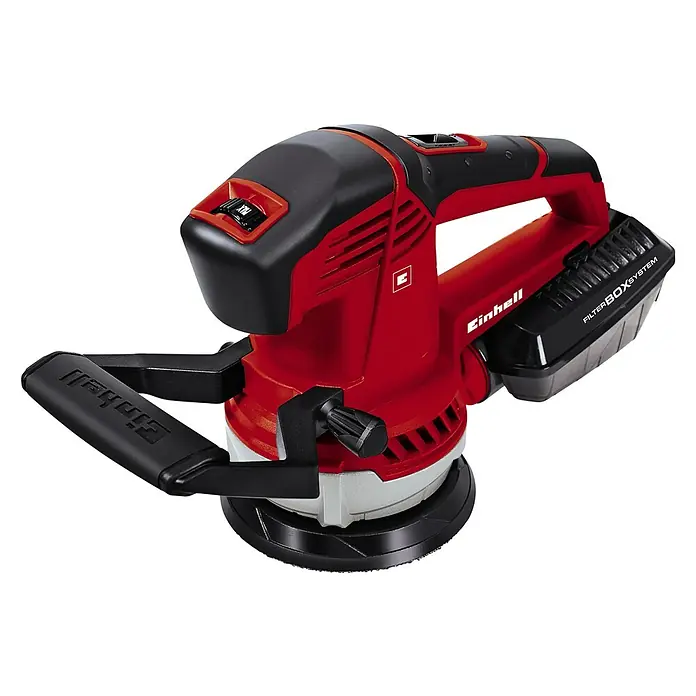 Einhell Expert Elektro-Exzenterschleifer TE-RS 40 - 400 W, Durchmesser Schleifteller: 125 mm - Der Einhell Exzenterschleifer ist ein leistungsstarkes Werkzeug für Schleifarbeiten. Seine rote Farbe und ergonomische Bauweise fallen sofort ins Auge.