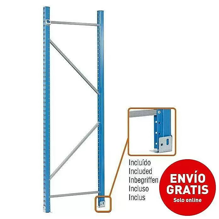Simonrack Simontitan Bastidor - An x Al: 120 x 250 cm, Metal, Azul - Bastidor metálico azul para estanterías con travesaños y placa base.