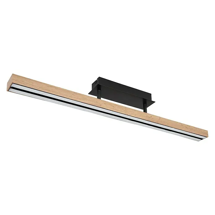 Globo Doro LED-Deckenleuchte Holzoptik - 24 W, L x B x H: 81,5 x 7,5 x 14 cm, Holzoptik/Schwarz, Warmweiß - Elegante LED-Deckenleuchte mit Holzrahmen und schwarzer Halterung. Modernes Design für stilvolle Beleuchtung in jedem Raum.