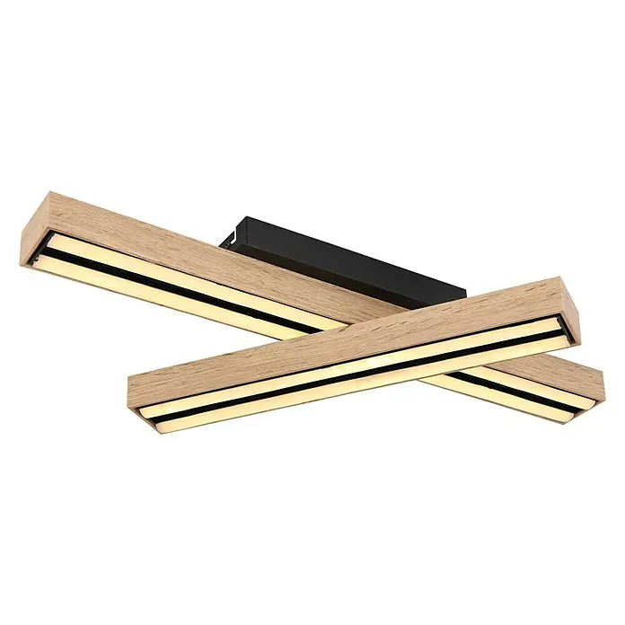 Globo Doro LED-Deckenleuchte Holzoptik - 24 W, L x B x H: 51,5 x 36,5 x 11 cm, Holzoptik/Schwarz, Warmweiß - Moderne Deckenleuchte mit Holzoptik und LED-Beleuchtung. Diese stilvolle Lampe bringt warmes Licht in jeden Raum und ist ein echter Hingucker.