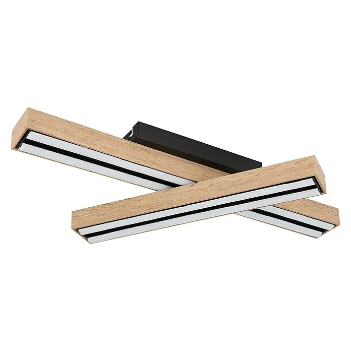 Globo Doro LED-Deckenleuchte Holzoptik - 24 W, L x B x H: 51,5 x 36,5 x 11 cm, Holzoptik/Schwarz, Warmweiß - Moderne Deckenleuchte mit Holzrahmen und LED-Streifen. Das elegante Design sorgt für eine angenehme Beleuchtung im Raum.