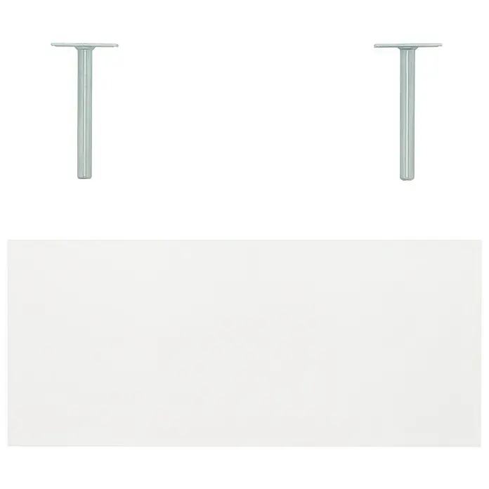 Dolle Wandboard Big Boy - L x B x H: 57 x 25 x 5 cm, Weiß, Belastbarkeit: 30 kg - Eine weiße Tischplatte mit zwei silbernen Tischbeinen zur Montage. Perfekt für ein minimalistisches Büro oder Arbeitszimmer.