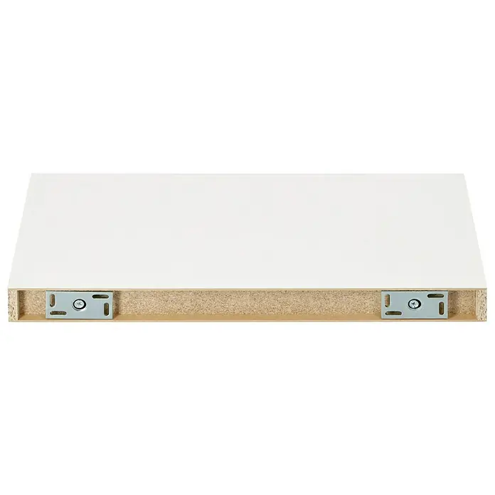 Dolle Wandboard Big Boy - L x B x H: 57 x 25 x 5 cm, Weiß, Belastbarkeit: 30 kg - Ansicht einer weissen Regalbords mit stabilen Metallbefestigungen, perfekt für Wandmontage und stilvolle Raumgestaltung.