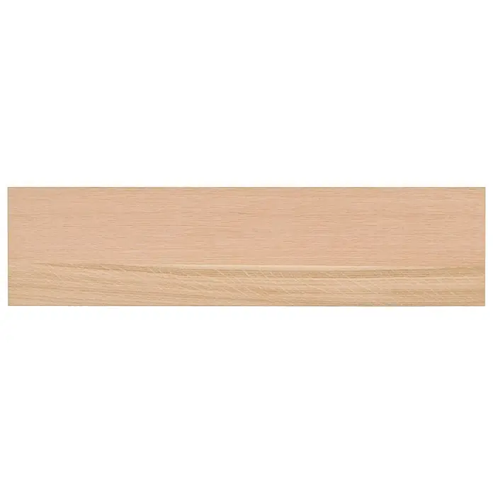 Dolle Wandboard Lite Vintage - L x B x S: 60 x 15 x 2 cm, Eiche - Nahaufnahme eines hellen, unbehandelten Holzfurniers mit einer feinen Maserung, ideal für Möbelbau und Innenausbau, die eine natürliche Optik suchen.