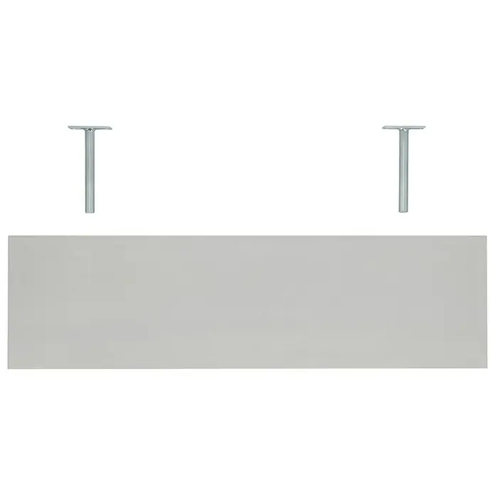 Dolle Estante flotante Big Boy - L x An x Al: 90 x 25 x 5 cm, Plateado, Carga soportada: 30 kg - Un tablero de mesa blanco flotante con dos patas de mesa plateadas para fijación al techo para un diseño minimalista.