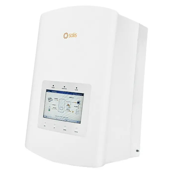 Inversor Híbrido Monofásico Solis - 3,6 kW, L x An x Al: 24,9 x 33,3 x 50,5 cm - Unidad inversora Solis blanca. El inversor Solis para sistemas solares ofrece conversión de energía eficiente y rendimiento confiable.