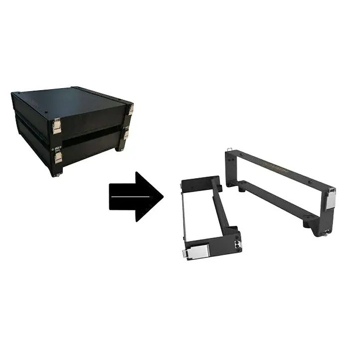 Balda de acero Rack 19″ - Aluminio, Negro, Baterías Pylontech - Kit de montaje en rack negro para instalar dispositivos en un armario de servidor. Construcción duradera para una instalación segura.