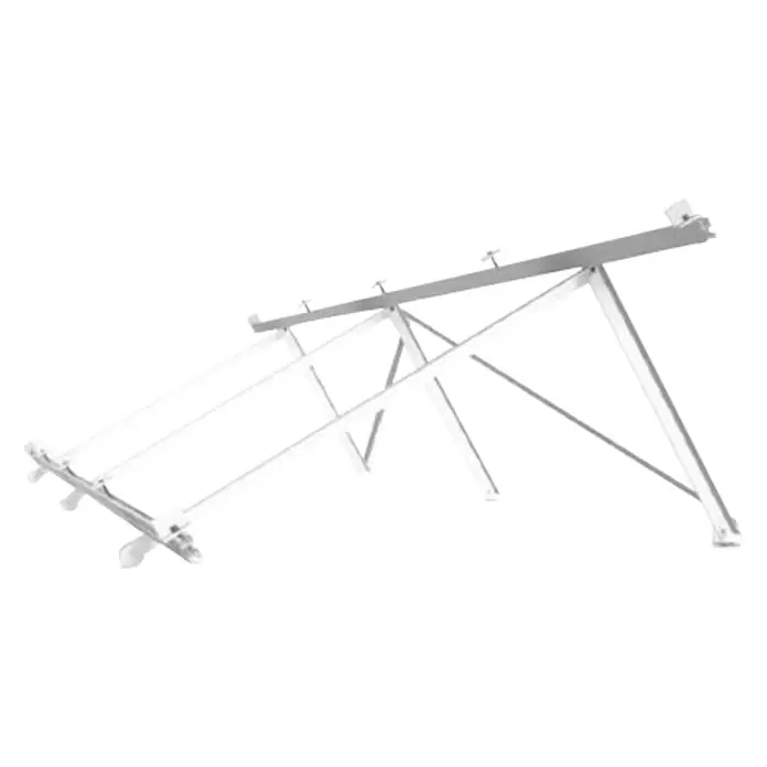 Soporte para fijación vertical 30º - Aluminio, L x An x Al: 50 x 200 x 100 cm, Hasta 2 módulos fotovoltaicos - Fotografía de la estructura de montaje de paneles solares, que muestra su diseño robusto para una instalación y alineación seguras.