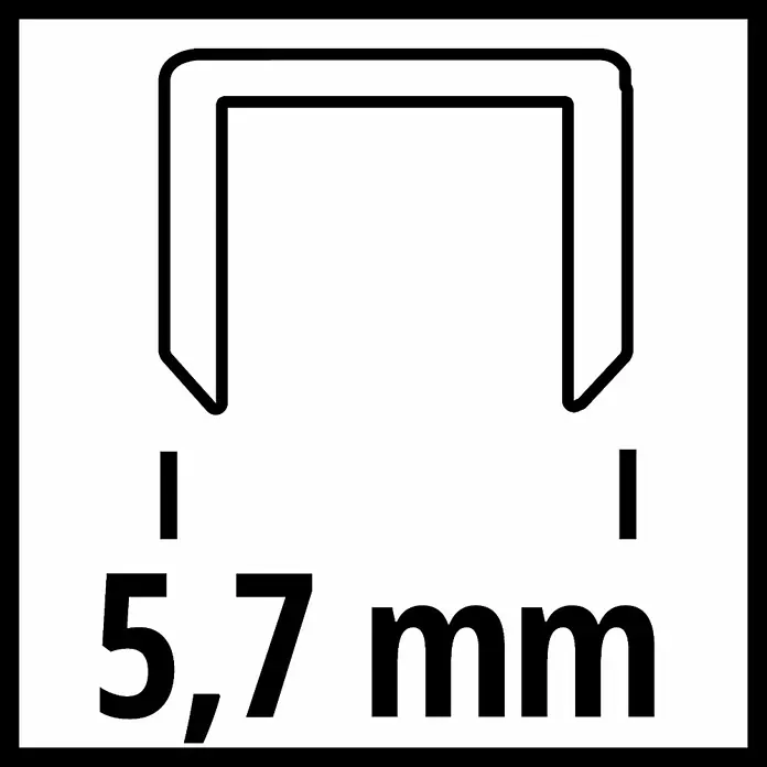 Einhell Drahtklammern - Länge: 19 mm, 3.000 Stk. - Abbildung eines 5,7 mm Tackerklammer-Typs zur Kennzeichnung der Klammergröße für die Verwendung in einem Tackergerät.