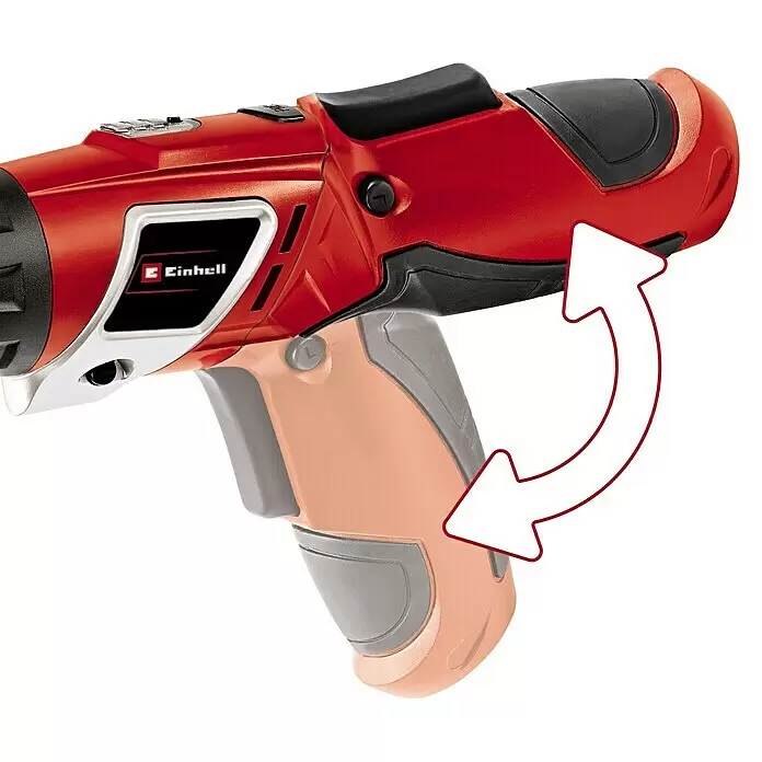 Einhell Akkuschrauber TC-SD 3,6 Li - 3,6 V, 1 Akku, 1,5 Ah - Rot-schwarzer Akku-Schrauber mit schwenkbarem Griff für flexible Anwendung.