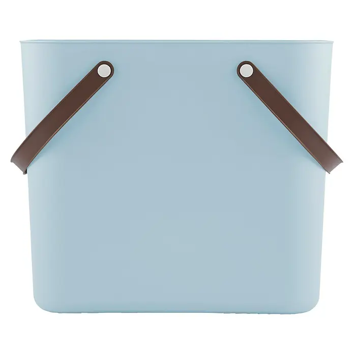 Rotho Albula Tasche Multibag Classic - 25 l, Skilla Türkis, Kunststoff - Helle, blaue Aufbewahrungsbox mit braunen Griffen, ideal für die Organisation im Haushalt. Praktisch und stilvoll.