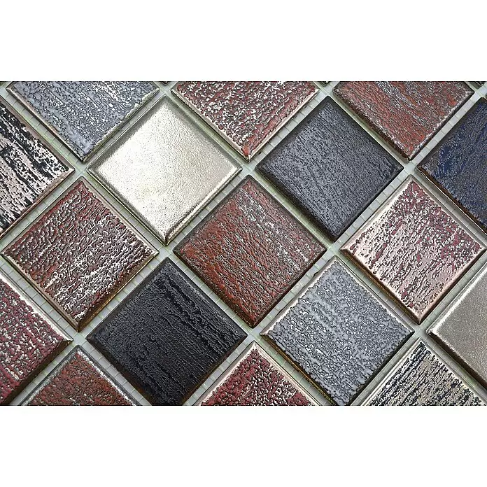 Mosaikfliese Quadrat Orient Color Mix CD AUBIS - 31,6 x 31,6 cm, Braun/Schwarz/Grau, Matt - Detailaufnahme