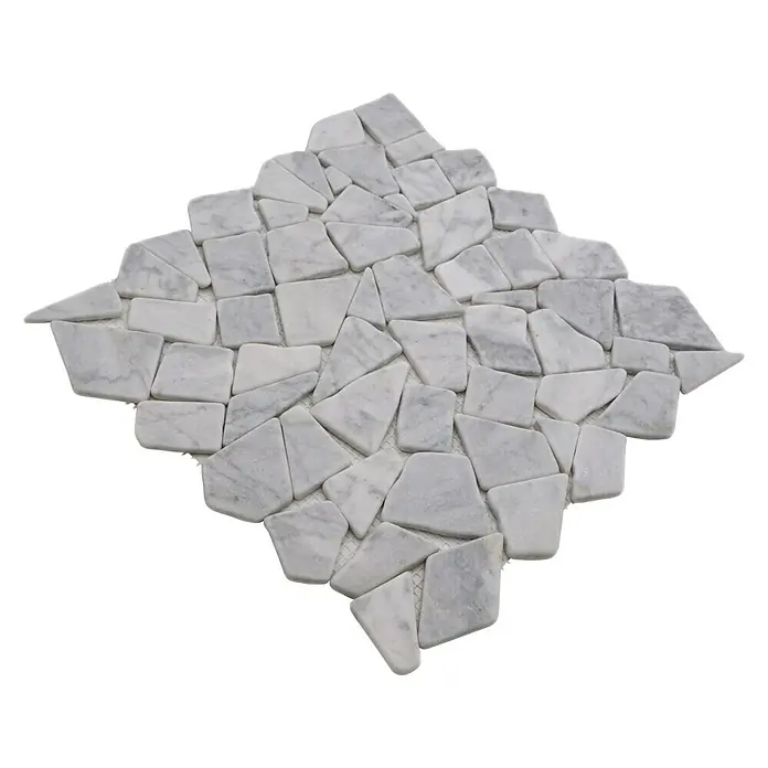 Mosaikfliese CIOT 30/2000 - 30,5 x 30,5 cm, Weiß/Grau, Matt - Quadratisches Mosaikfliesenmuster aus weißen Marmorstücken, ideal für stilvolle Wand- und Bodengestaltungen im Innenbereich.