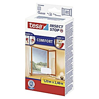 Tesa Insect Stop Insektenschutzgitter (Farbe Gewebe: Weiß, L x B: 240 x 120 cm, Passend für: Bodentiefe Fenster)