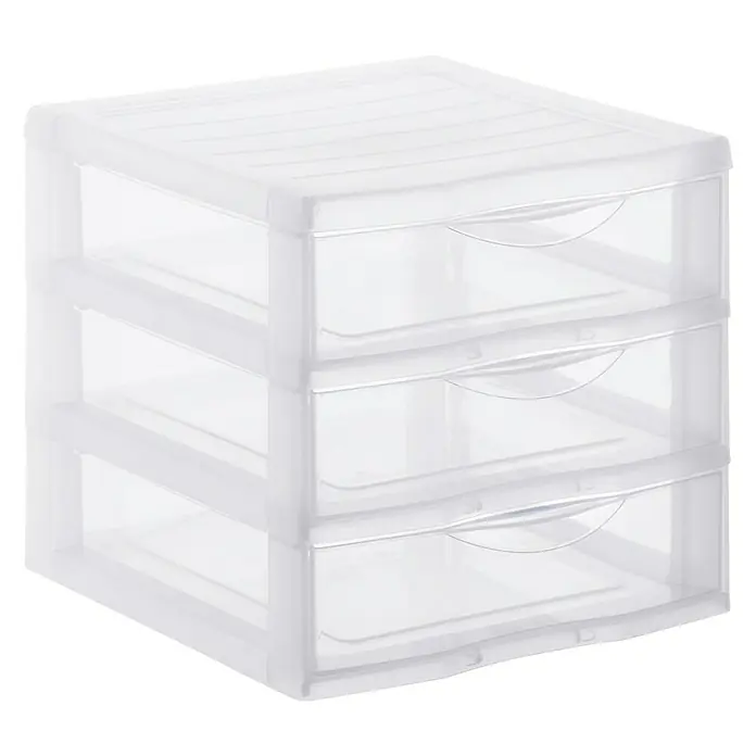 Rotho Schubladenbox Orgamix - L x B x H: 21 x 18 x 17 cm, Transparent, Anzahl Schubladen: 3 Stk. - Transparente Kunststoff-Kommode mit drei Schubladen zur Aufbewahrung im Büro oder zu Hause.