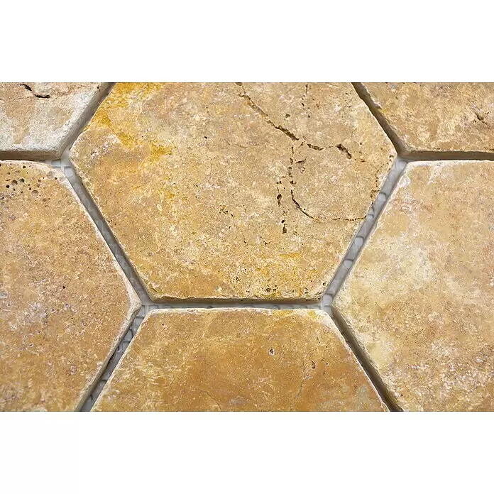Mosaikfliese Hexagon XNT HX151 - 19,9 x 26,2 cm, Gold, Matt - Detailaufnahme