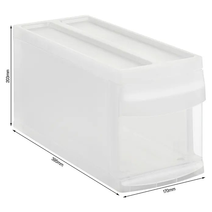 Rotho Schubladenbox Systemix S - L x B x H: 39,5 x 17 x 20,3 cm, Transparent, Anzahl Schubladen: 1 Stk. - Transparente Aufbewahrungsbox mit Schublade und den Maßen 203 mm Höhe, 395 mm Tiefe und 170 mm Breite.