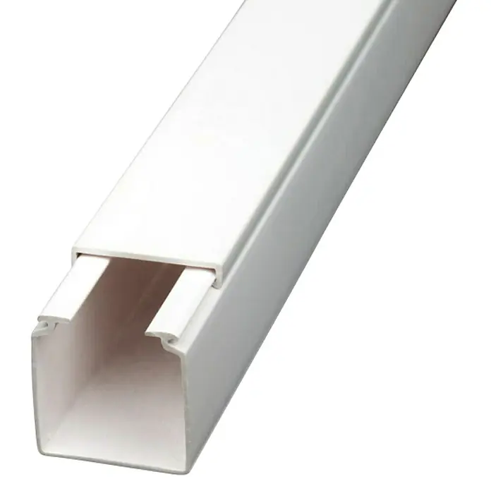 Canaleta para cables - L x An x Al: 2 m x 30 mm x 30 mm, Blanco - Canaleta para cables de plástico blanca. Ideal para enrutar cables y alambres para protegerlos de daños y mantenerlos organizados.