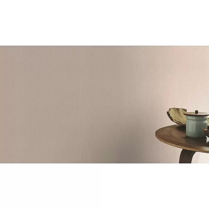 Rasch Trianon XIII Vliestapete Textil - Rosé, Uni, 10,05 x 0,53 m - Hellbeige Tapete mit subtiler vertikaler Webstruktur.
