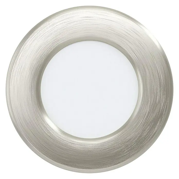 Eglo Fueva 5 Downlight empotrable LED redondo - 2,7 W, Ø x Al: 8,6 x 2,6 cm, Blanco neutro - Detalle de un plafón LED redondo, con marco de níquel cepillado y difusor para una iluminación uniforme y suave.