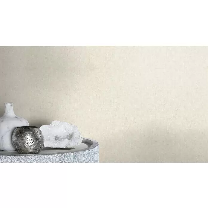 Rasch LOFT Vliestapete Uni - Creme, Betonoptik, 10,05 x 0,53 m - Stimmungsaufnahme