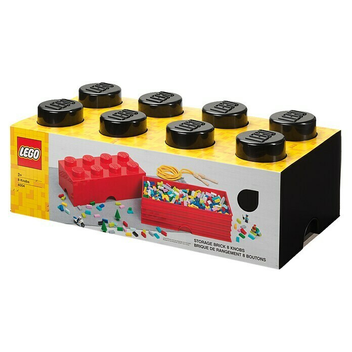 Lego Aufbewahrungsbox Brick (L x B x H: 50 x 25 x 18 cm, Schwarz, Kunststoff)