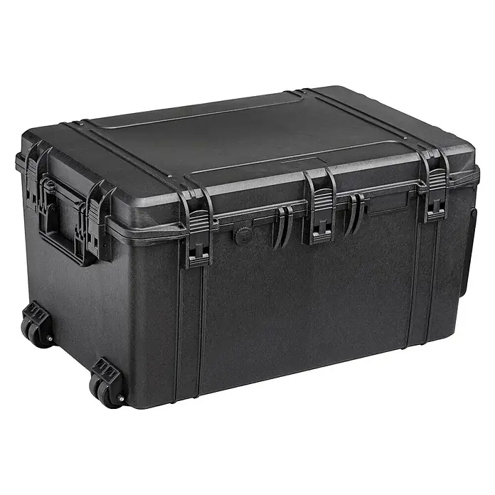 Wasserdichter Koffer MAX750 - L x B x H: 816 x 540 x 436 mm, Ohne Schaumstoffeinlage, Schwarz, Kunststoff - Schwarzer, robuster Rollkoffer mit stabilen Verschlüssen und Griff für sicheren Transport von Ausrüstung. Ideal für Profis.