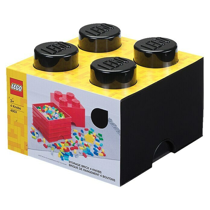 Lego Aufbewahrungsbox Brick (L x B x H: 25 x 25 x 18 cm, Schwarz, Kunststoff)