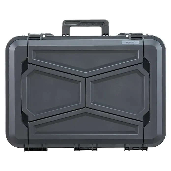 Wasserdichter Koffer EKO90 - L x B x H: 520 x 350 x 125 mm, Mit Würfelschaumstoffeinlage, Grau, Kunststoff - Robuster, grauer Panaro-Koffer mit verstärkten Ecken und Tragegriff für sicheren Transport von Ausrüstung.