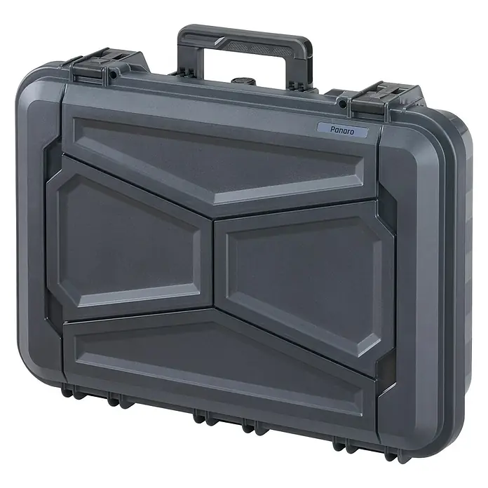 Wasserdichter Koffer EKO90 - L x B x H: 520 x 350 x 125 mm, Mit Würfelschaumstoffeinlage, Grau, Kunststoff - Robuster, grauer Panaro-Koffer mit auffälligem Design und stabilem Tragegriff für sicheren Transport Ihrer Ausrüstung.