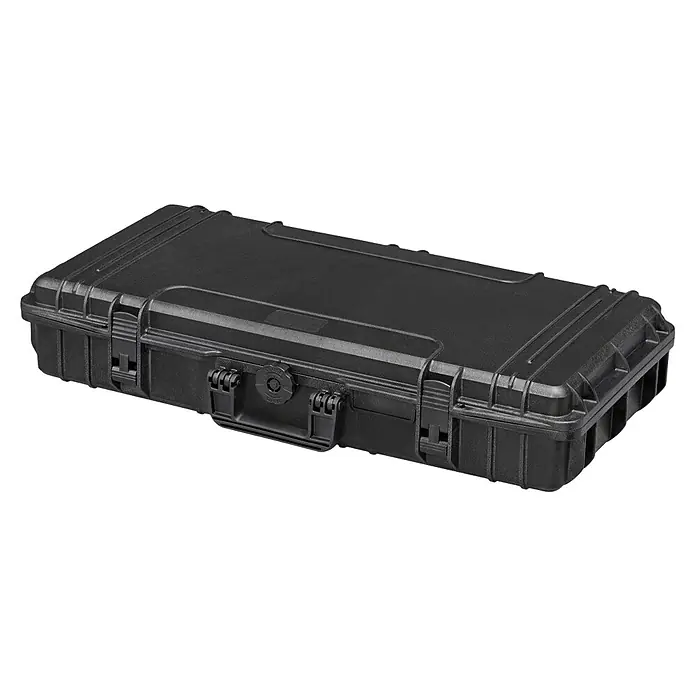 Wasserdichter Koffer MAX800 - L x B x H: 850 x 440 x 158 mm, Mit Würfelschaumstoffeinlage, Passend für: Waffen, Schwarz, Kunststoff - Schwarzer, wetterfester Hartschalenkoffer, ideal zum Schutz empfindlicher Geräte und Ausrüstung vor den Elementen.