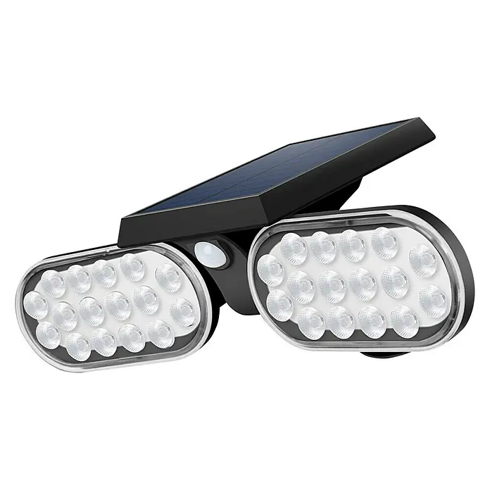 Arte confort Estaca solar Seth Duo - 2 W, L x An x Al: 15 x 28,5 x 33 cm, Negro, IP65, 600 lm - Luz de seguridad LED con energía solar con sensor de movimiento para uso en exteriores.
