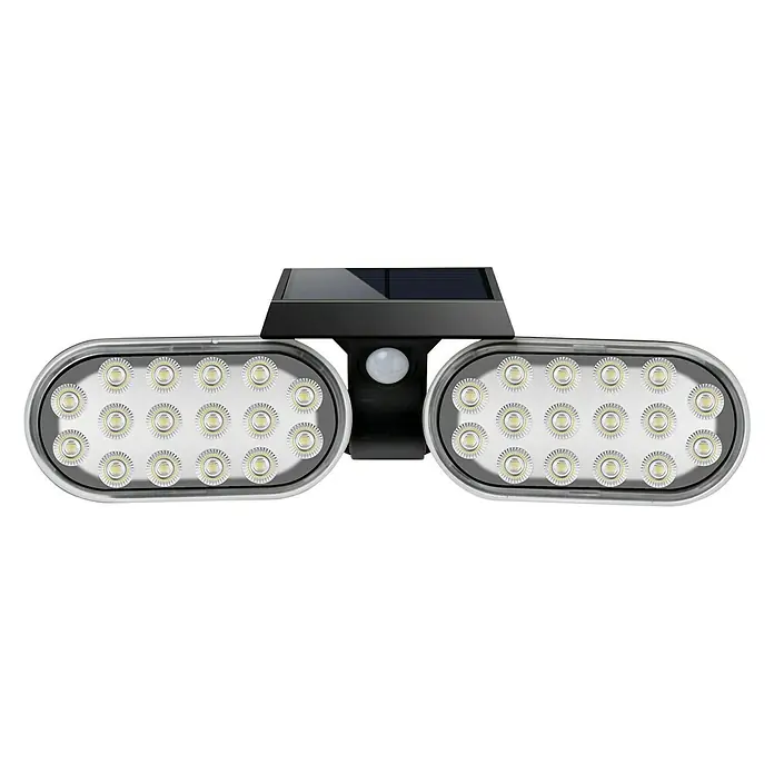 Arte confort Estaca solar Seth Duo - 2 W, L x An x Al: 15 x 28,5 x 33 cm, Negro, IP65, 600 lm - Luz solar doble con detector de movimiento y muchos LEDs, ideal para uso en exteriores, proporcionando una iluminación brillante y eficiente.