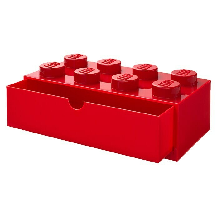 Lego SchubladenboxL x B x H: 31,6 x 18 x 11,3 cm, Rot, Anzahl Schubladen: 1 Stk. Diagonal View