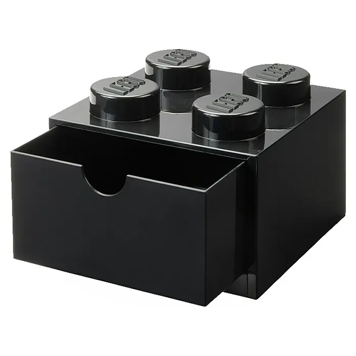 Lego Schubladenbox - L x B x H: 15,8 x 15,8 x 11,3 cm, Schwarz, Anzahl Schubladen: 1 Stk. - Schwarze LEGO Aufbewahrungsbox mit Schublade und vier Noppen für eine ordentliche Aufbewahrung von kleinen Gegenständen.