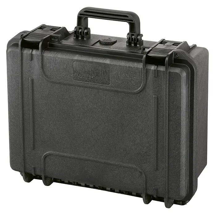 Wasserdichter Koffer MAX380 - L x B x H: 414 x 345 x 174 mm, Ohne Schaumstoffeinlage, Schwarz, Kunststoff - Schwarzer, robuster Koffer mit Tragegriff und stabilen Verschlüssen. Ideal für den sicheren Transport empfindlicher Ausrüstung.