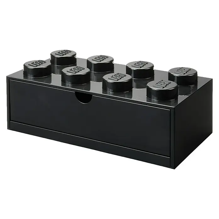 Lego Schubladenbox - L x B x H: 31,6 x 18 x 11,3 cm, Schwarz, Anzahl Schubladen: 1 Stk. - Schwarze LEGO-Aufbewahrungsbox mit Schublade und acht Noppen auf der Oberseite, ideal für Spielzeug oder Bürobedarf.